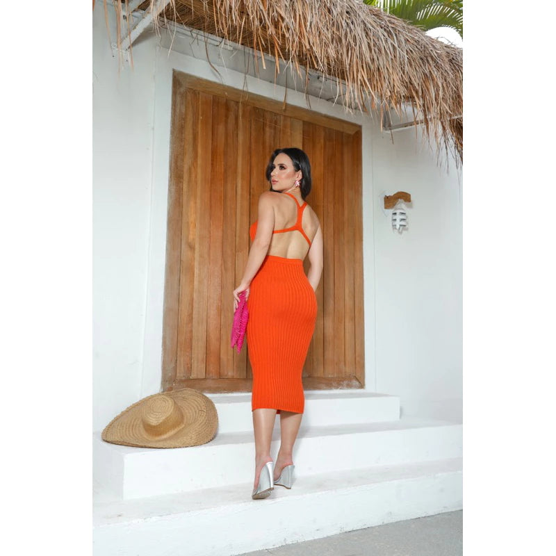 Vestido Longuete Tricot Modal Costa Aberta Nadador Look Para Carnaval